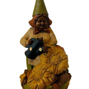 Tom Clark figurine gnome elf SIGNED sculpture Cairn vtg Mum Flower can 11" LARGE